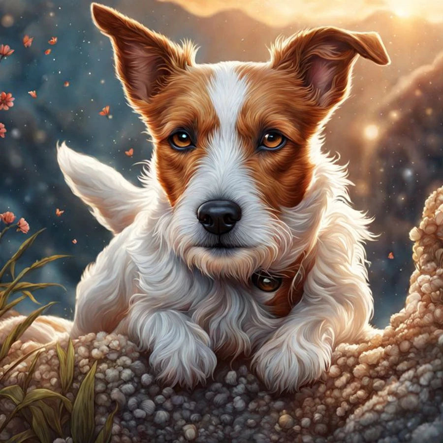 5D Diamond Art Painting Jack Russell Terrier Mosaic Kit A Full Pasting Area Includes Canvas Tools-A
