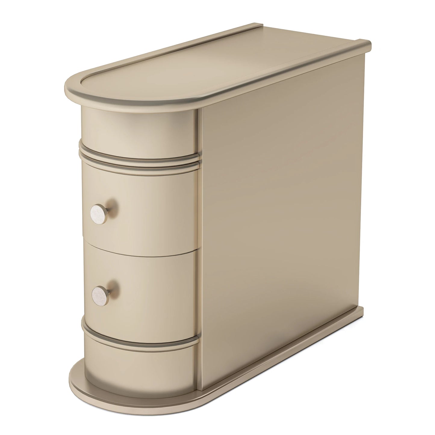 Tribesigns Round Solid Wood End Table With Two Sliding Drawers No Assembly Required Nightstand-A