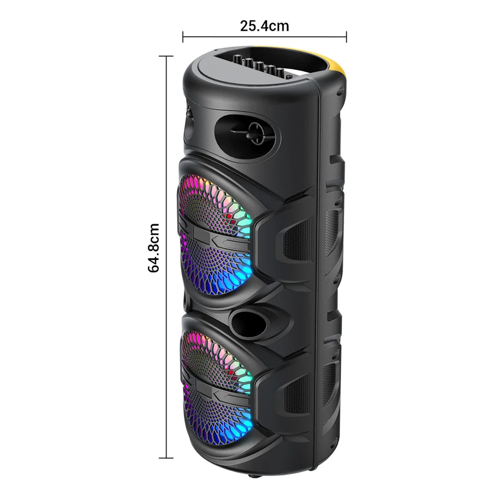 Curuk 3000W Portable Bluetooth Speaker Karaoke DJ System With Dual 8 Inch Subwoofers For Parties And Events-A
