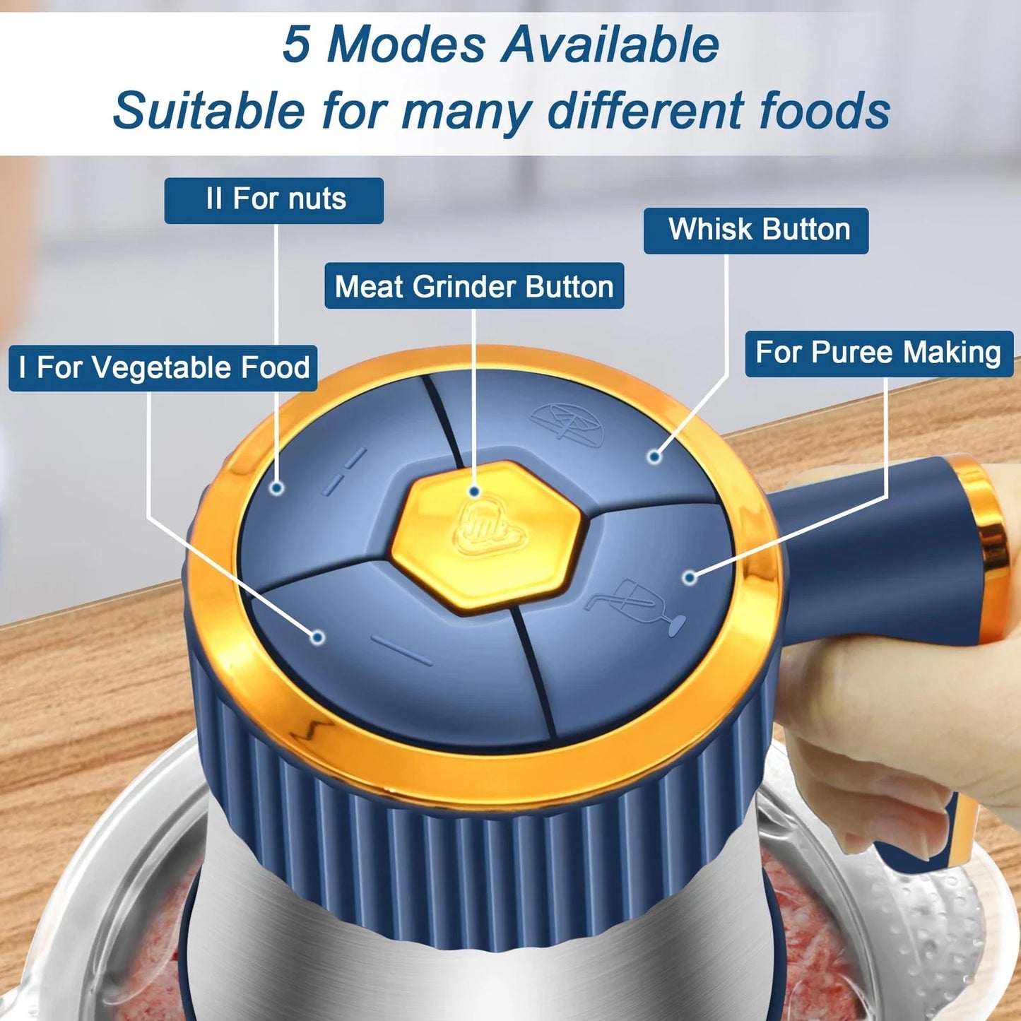 Electric Meat Grinder With Vegetable Slicer And Chopper Stainless Steel