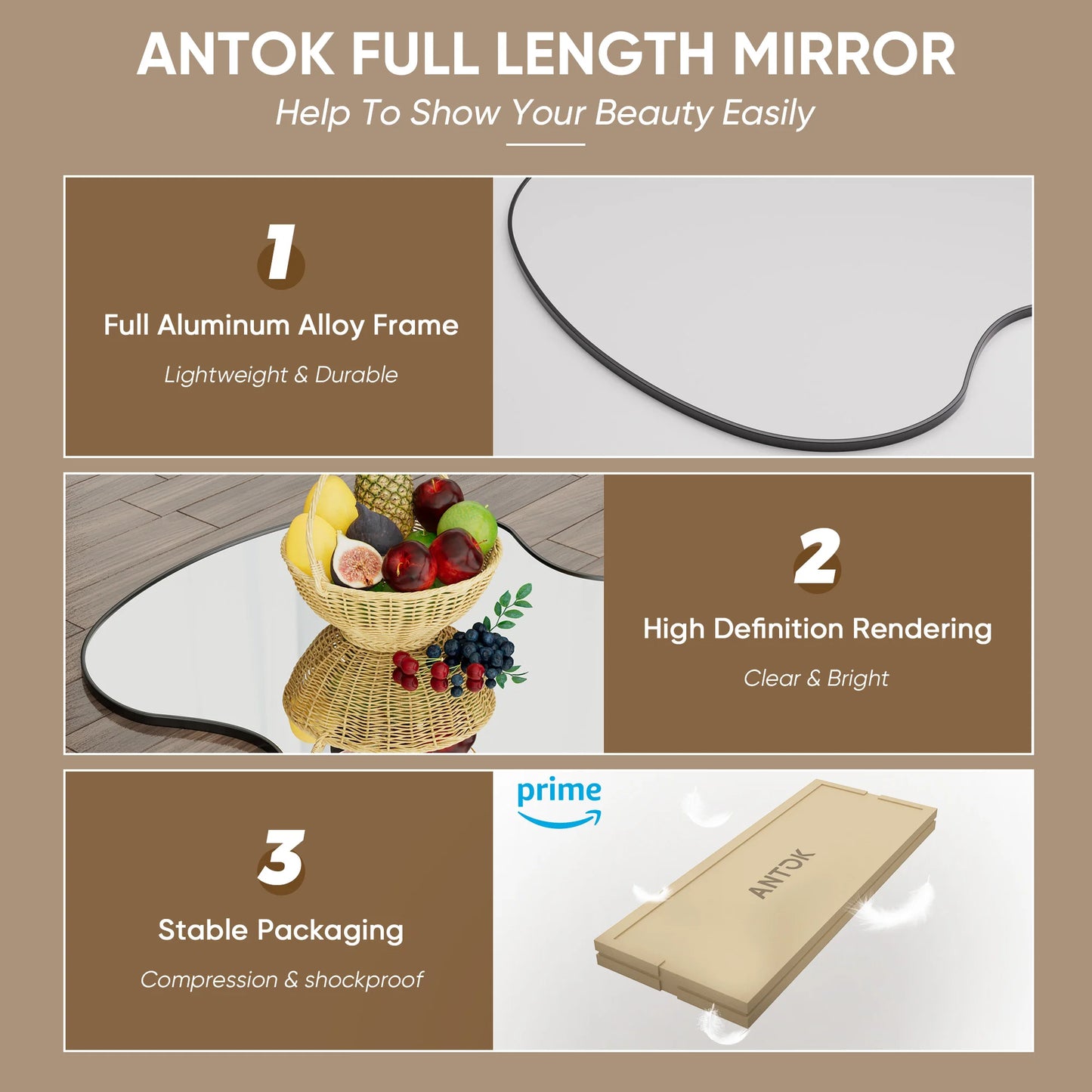 Antok Elegant Mirror With Stand For Bedroom And Living Room