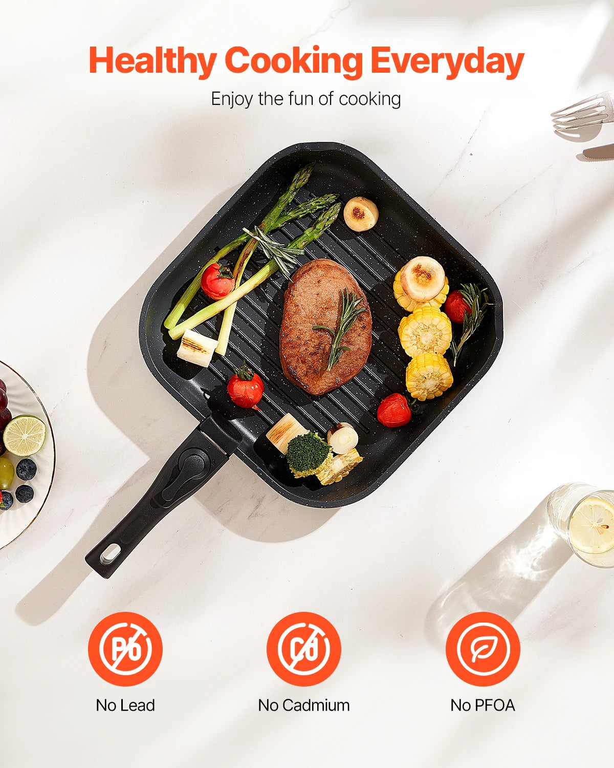SucceBuy 17 Piece Nonstick Cookware Set Granite Induction Compatible Pots Pans