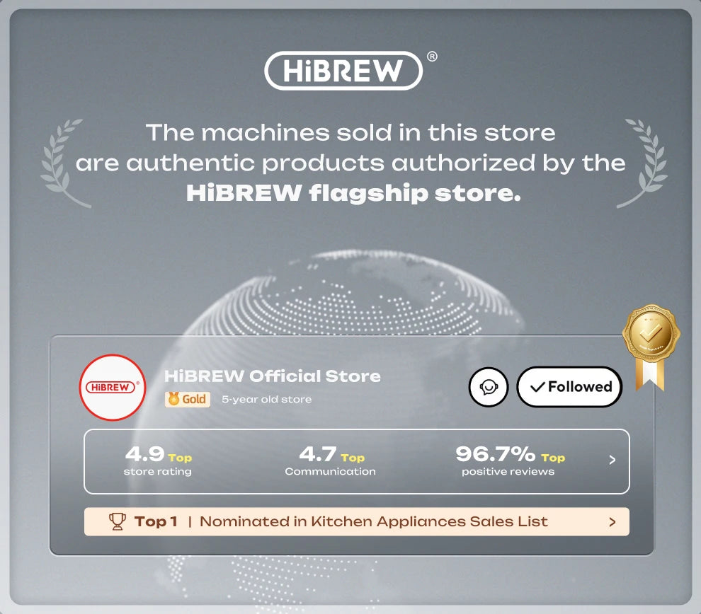 HiBREW H10B 20 Bar Semi Automatic Espresso Coffee Machine