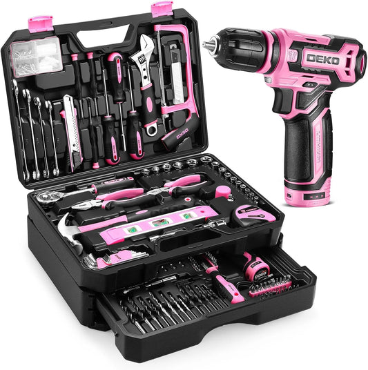 DEKO Home Mechanic Toolbox With 12V Cordless Drill