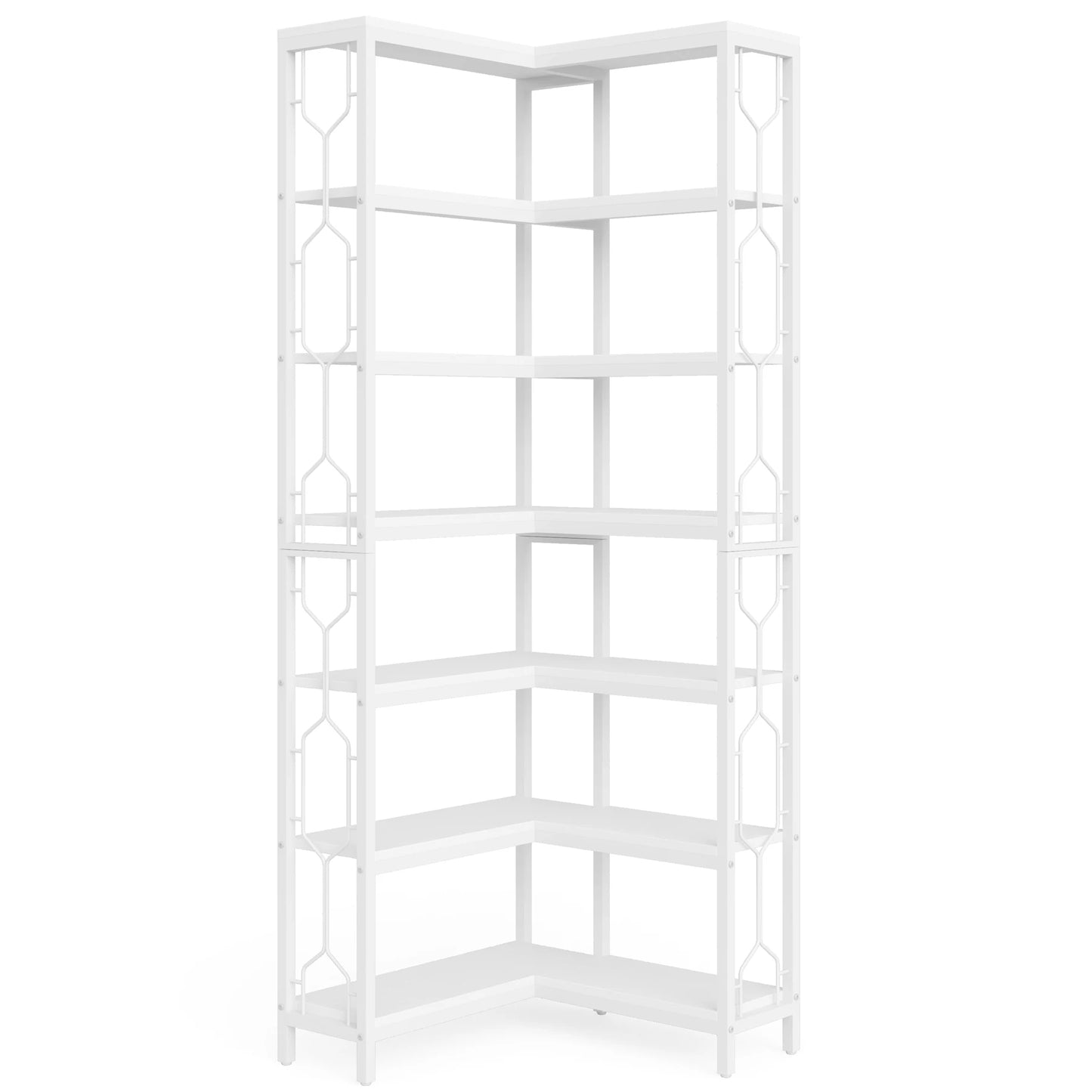 Tribesigns 7 Tier Corner Bookshelf Modern Metal Frame Display Rack For Living Room And Home Office Organization-A