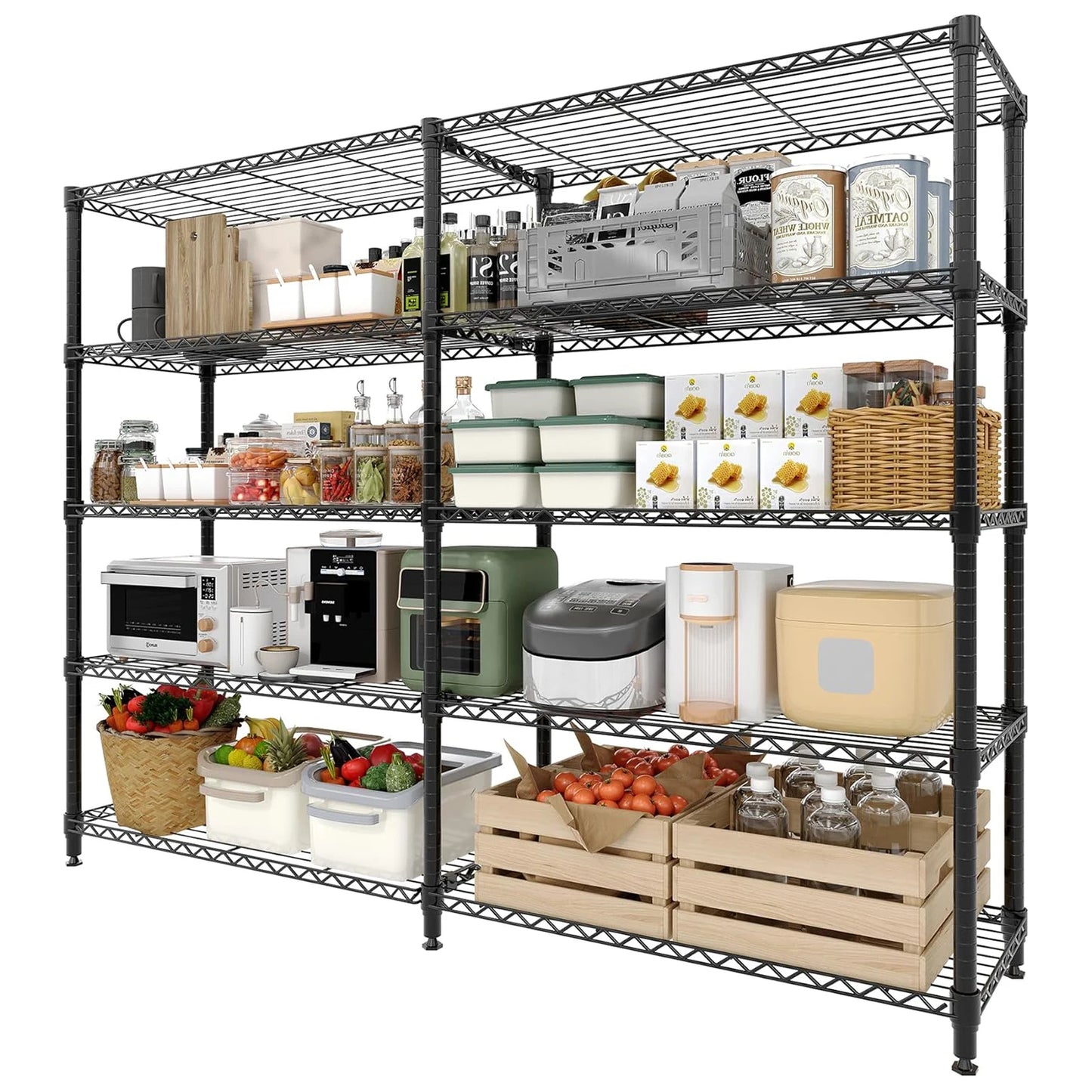 Twister CK Heavy Duty Metal Shelving Unit Five Tier Storage Adjustable L Shaped Layout For Garage And Workshop-A