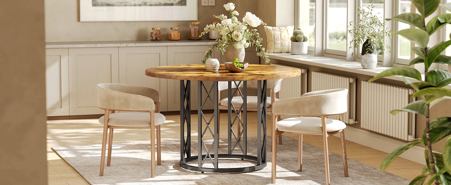 Tribesigns Round Dining Table Farmhouse Style For Dining Room With Scandinavian Inspired Curves Durable Everyday Use-A