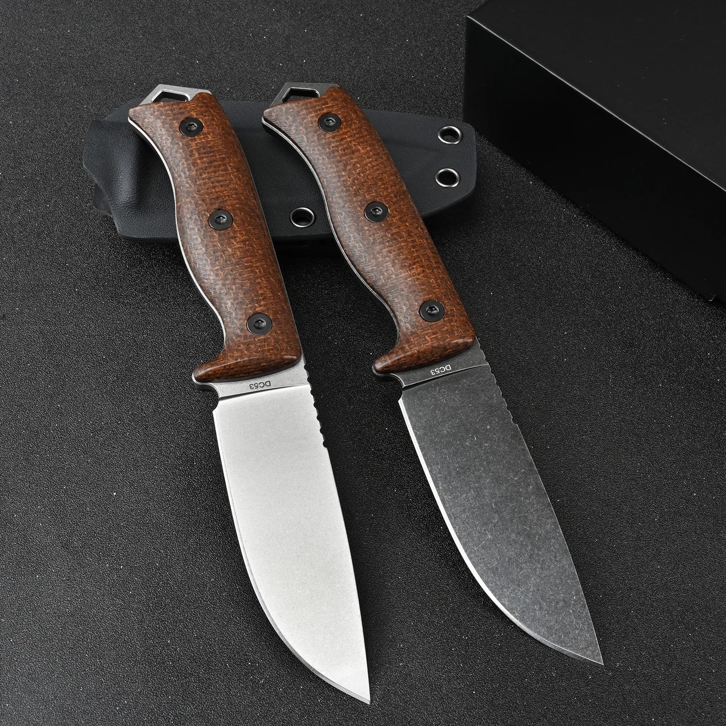 DC53 Steel EDC Utility Knife With Micarta Handle And Kydex Sheath For Everyday Carry And Precision Cutting Model A-A