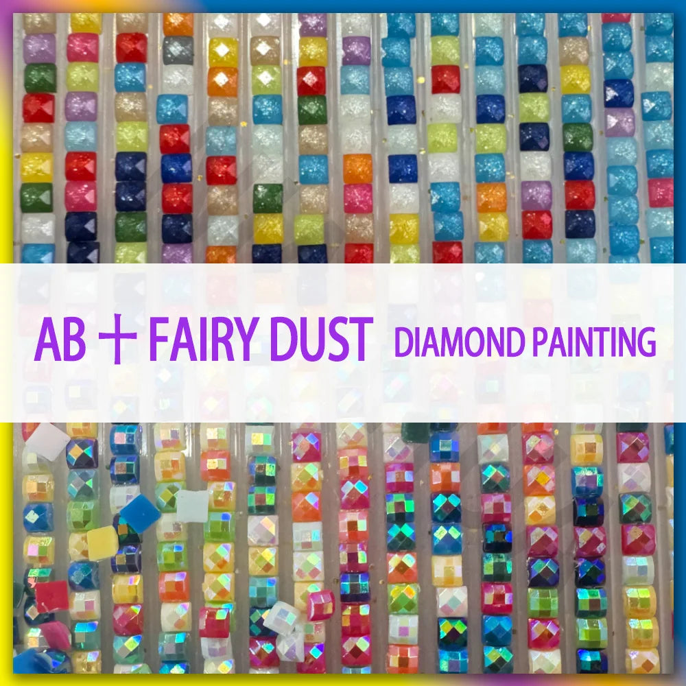 Potdemiel Resin AB Fairy Dust 5D Diamond Painting Kit A Light Up Full Drill Canvas With Color Shifting Sparkle-A