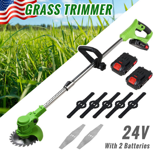 Cordless 2-In-1 Weed Trimmer With Dual Batteries And Fast Charger
