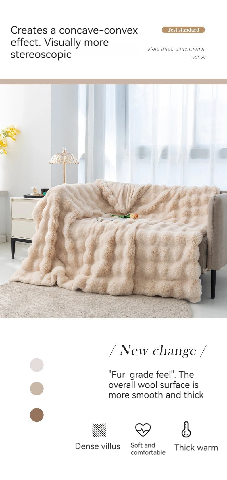 Rabbit Plush Blanket for Winter Warmth in Air Conditioned Rooms and Sofas Ultra Soft Cozy Throw-A