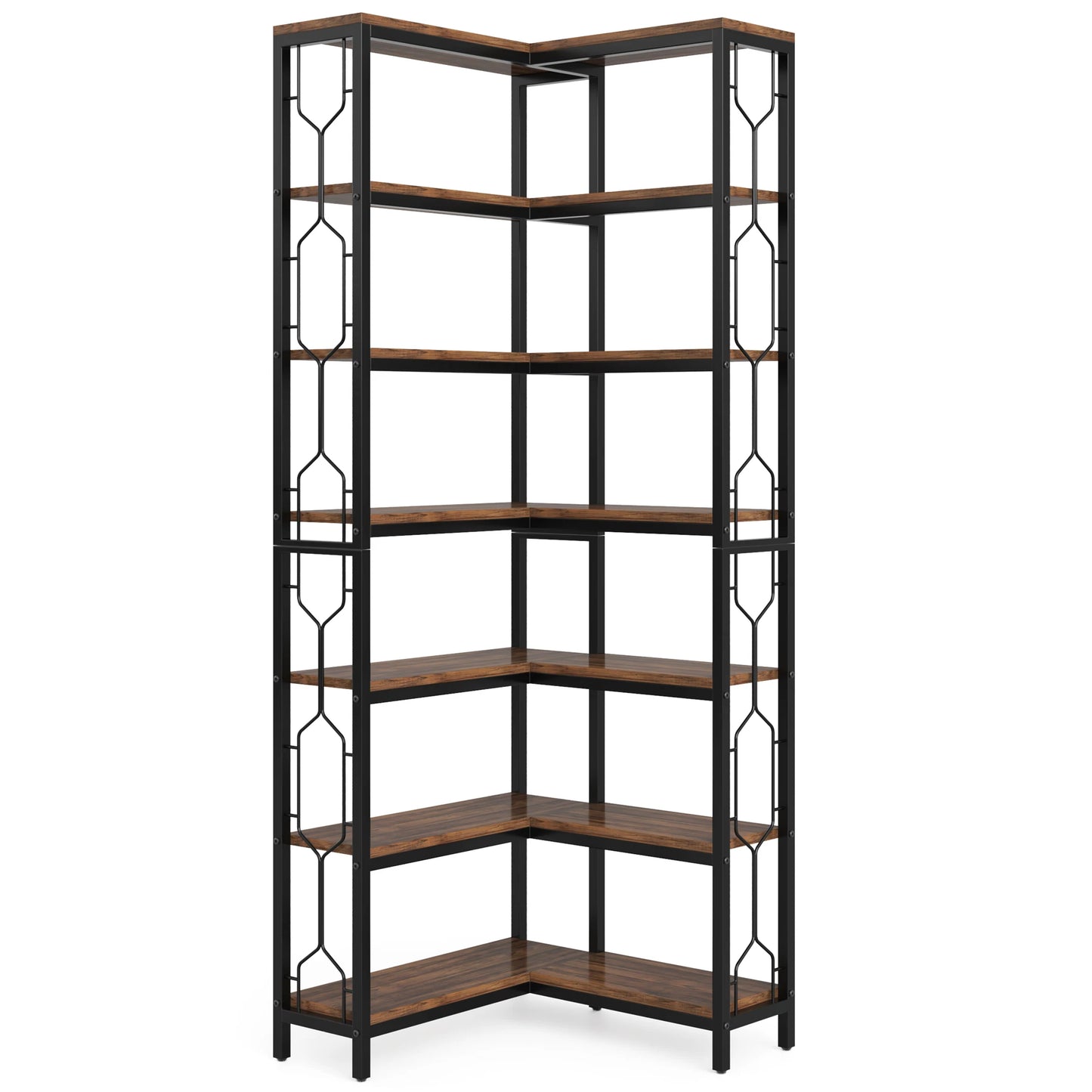 Tribesigns 7 Tier Corner Bookshelf Modern Metal Frame Display Rack For Living Room And Home Office Organization-A