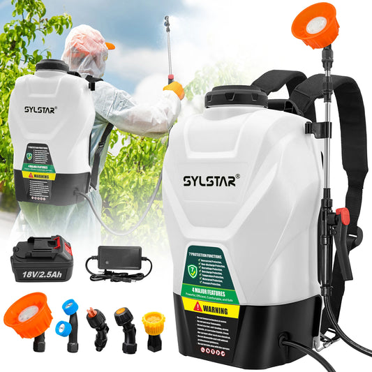Garden Backpack Electric Sprayer 100 PSI Telescopic Wand 5 Nozzles