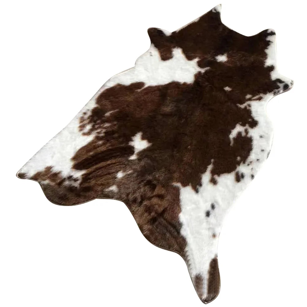 Brown Cow Pattern Area Rug For Living Room Soft Durable Carpet Adds Cozy Comfort-A