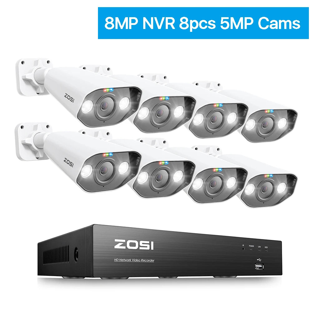 ZOSI 8CH POE Surveillance Kit With 4K Outdoor IP Cameras