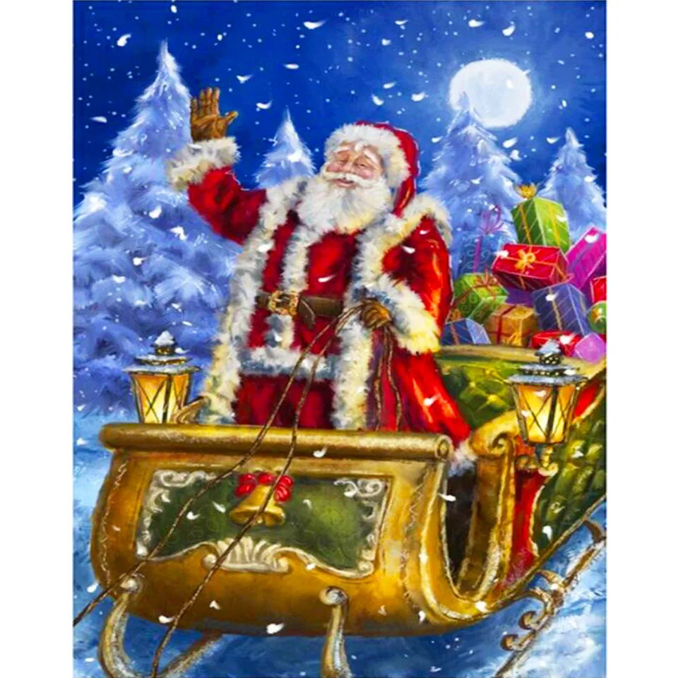 Nianhua 5D Diamond Painting Santa Claus Mosaic Kit Christmas A Full Drill Canvas With Square Or Round Drills-A