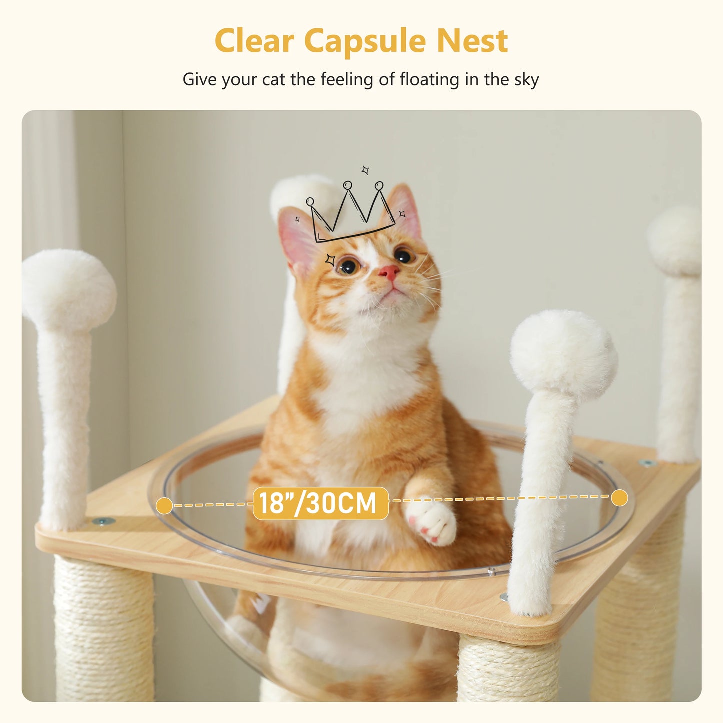 PETEPELA Modern Wooden Cat Tree Tower With Condo And Four Tiers Scratching Posts For Climbing And Lounging-A