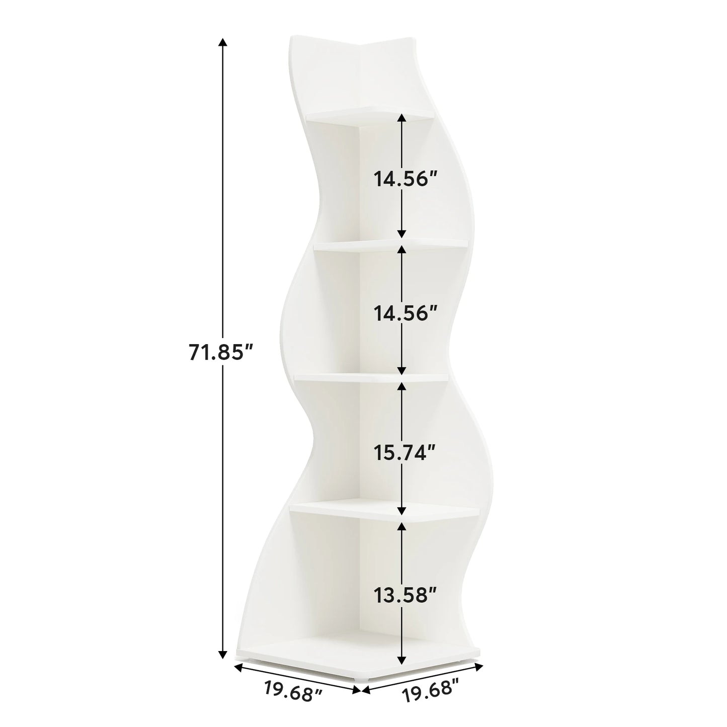 Tribesigns 5 Tier Corner Shelf Wall Organizer Bookcase Plant Stand White Finish Minimalist Modern Space Saver-A