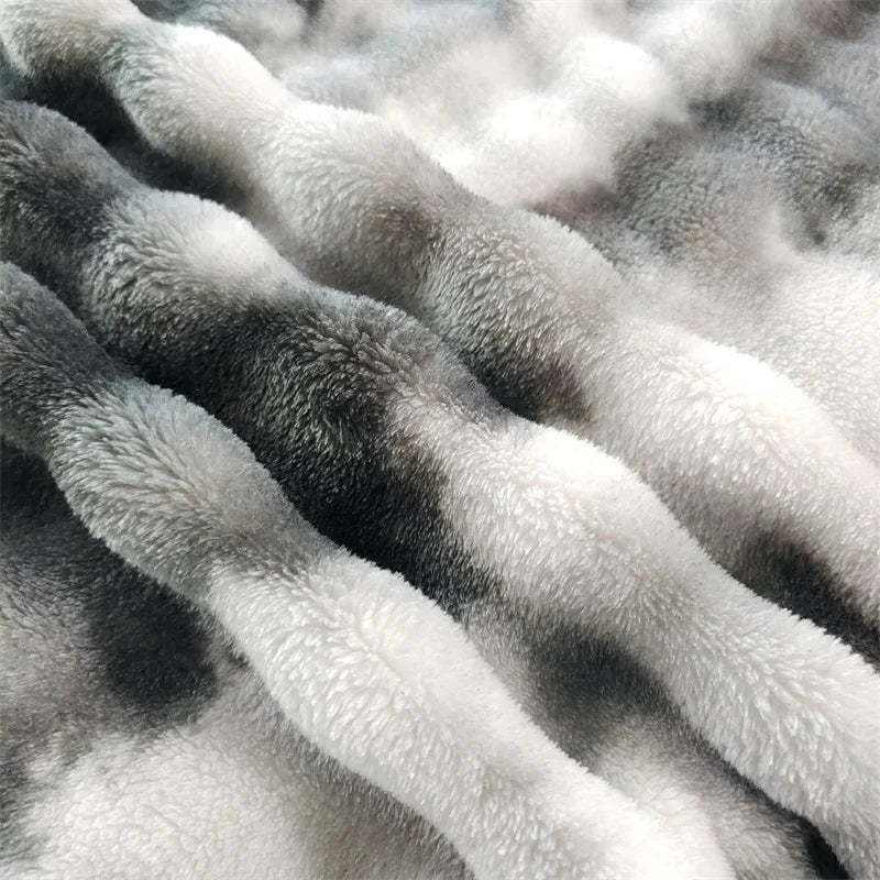 KDV Gradient Bubble Fleece Throw Blanket Plush Faux Rabbit Fur Knit Coral Fleece Texture-A