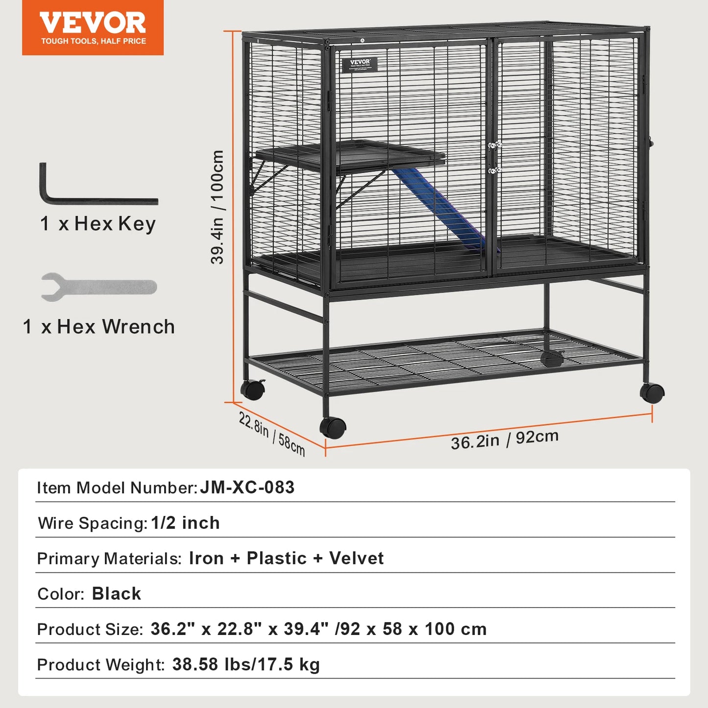SucceBuy Rolling Four Tier Critter Nation Cage For Small Animals Ferret Hamster With Ramps And Hammock-A