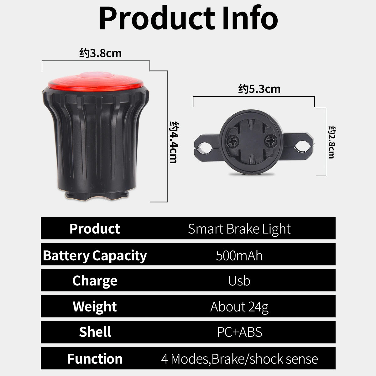 Smart Bicycle Brake Lights With Intelligent Sensing And Multiple Flash Modes Mounts On Saddle Rails For Enhanced Rear Visibility-A