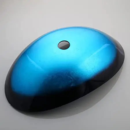 Blue Hand Painted Tempered Glass Oval Vessel Sink With Chrome Waterfall Faucet 21.6 Inch Long 14 Inch Wide-A