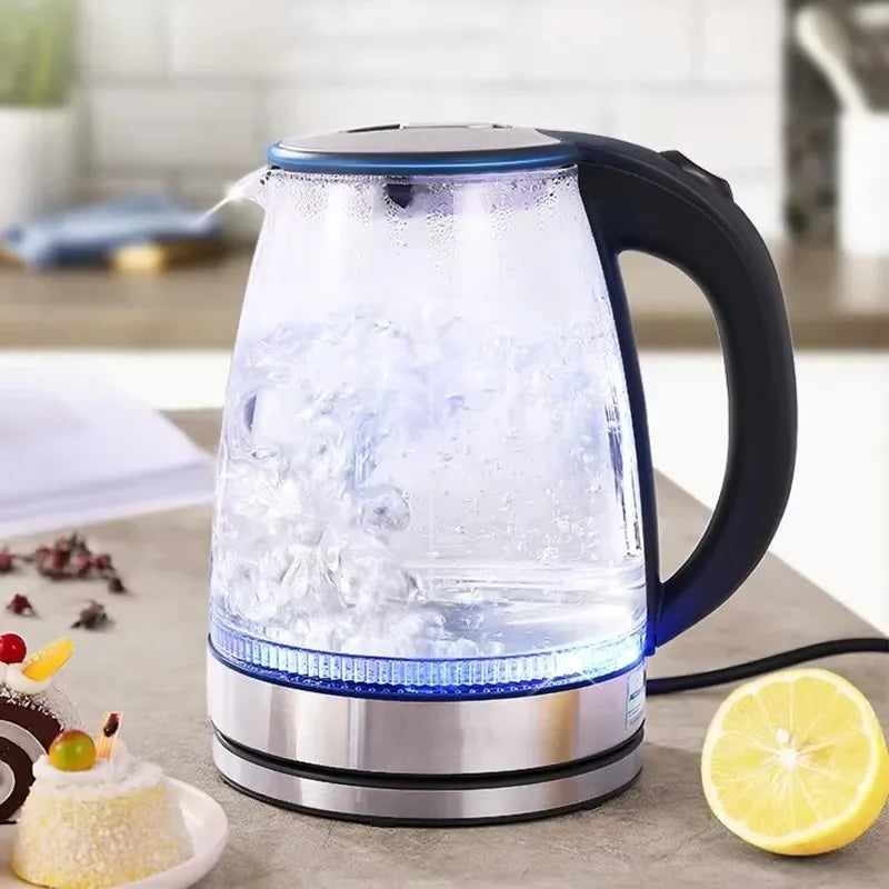 Diamri Cordless Glass Kettle 2L With LED Indicator Whisper Quiet Boil Borosilicate Glass Water Kettle-A