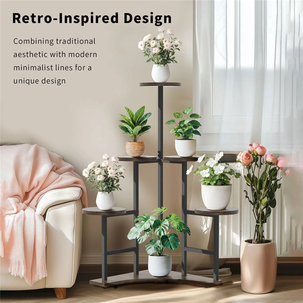 Wisfor Corner Plant Stand Indoor 6 Tiered Plant Shelf Flower Stand Tall Multi Pot Holder Rack Planter Organizer-A