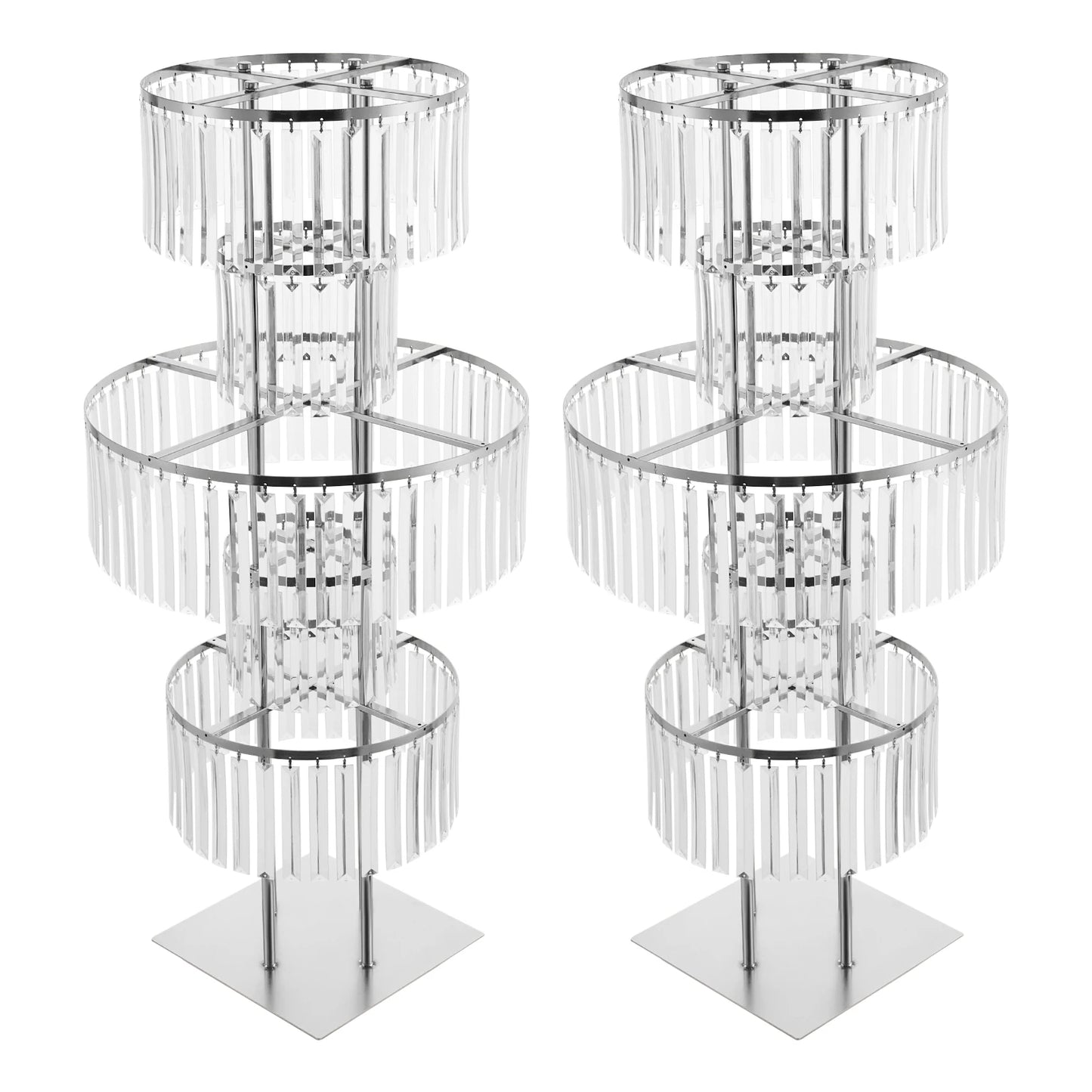 NONECN Five Tier Crystal Flower Stand Wedding Centerpiece Iron and Acrylic Electroplated Finish Rust Resistant-A