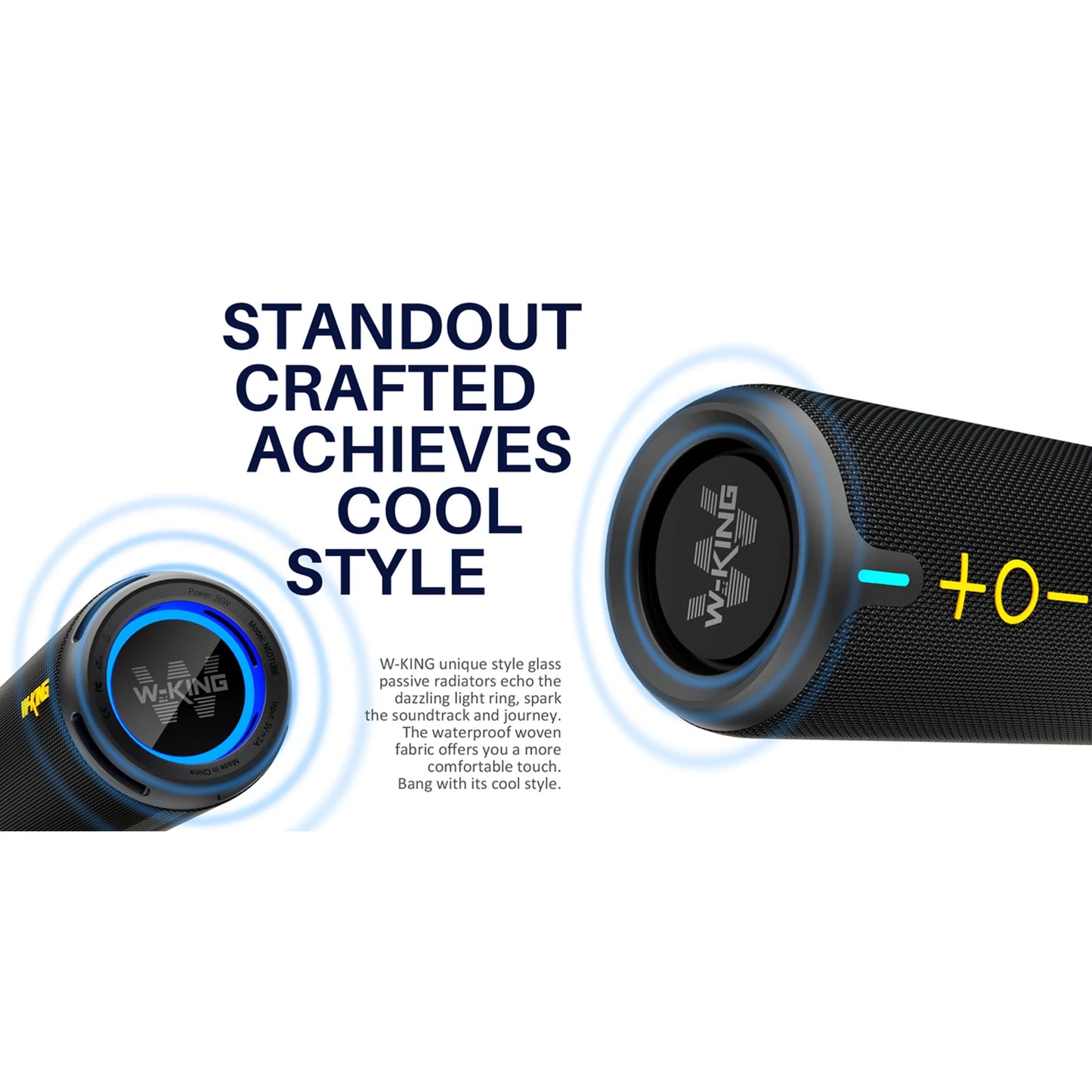 W King D320 40W Portable Bluetooth Speaker IP67 Waterproof Outdoor Rugged For Camping Beach And Backyard Parties-A