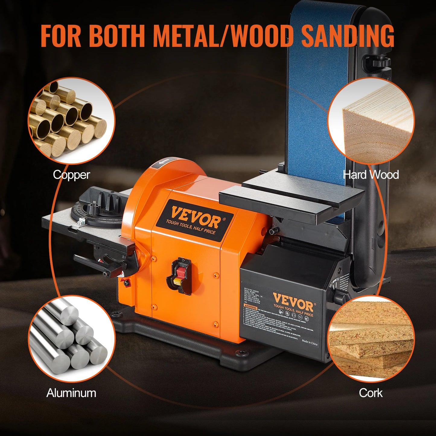 SucceBuy Belt Disc Sander Combo With Induction Motors 3450 RPM For Woodworking And Metal Finishing-A