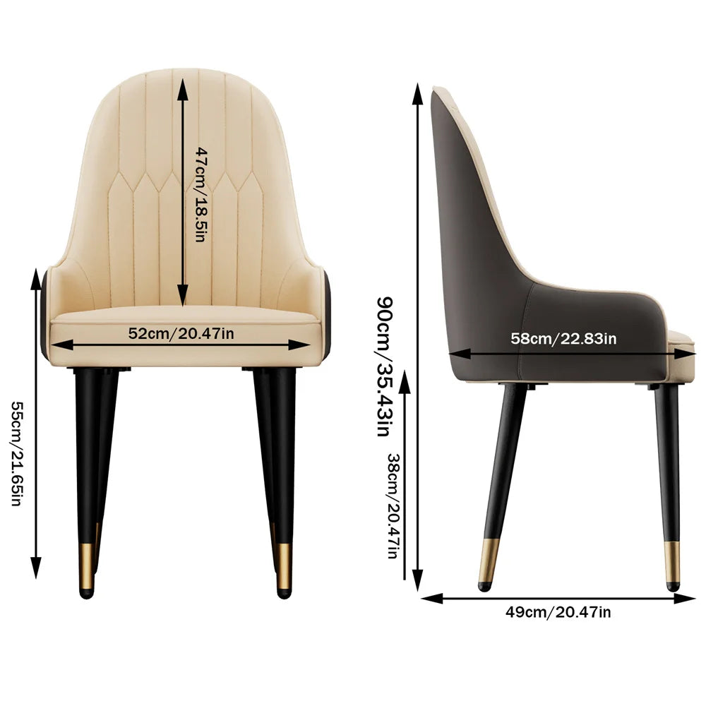 Luvodi Luxury Microfiber Leather Dining Chairs Set A With High Back 43 Cm And Lion Knocker Accent-A