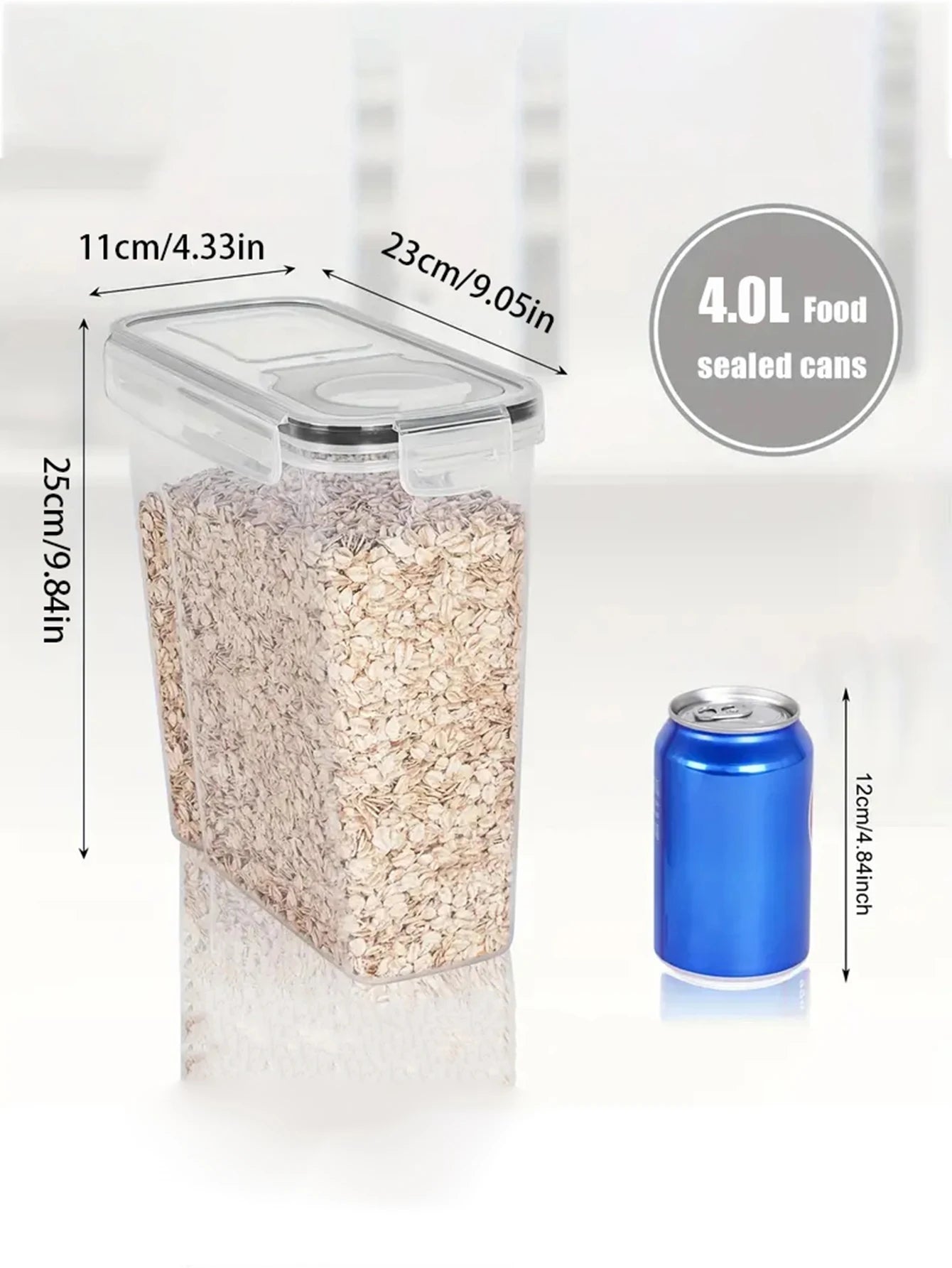 4 Pack 4L Large Airtight Food Storage Containers With Lids BPA Free Pantry Organizer-A