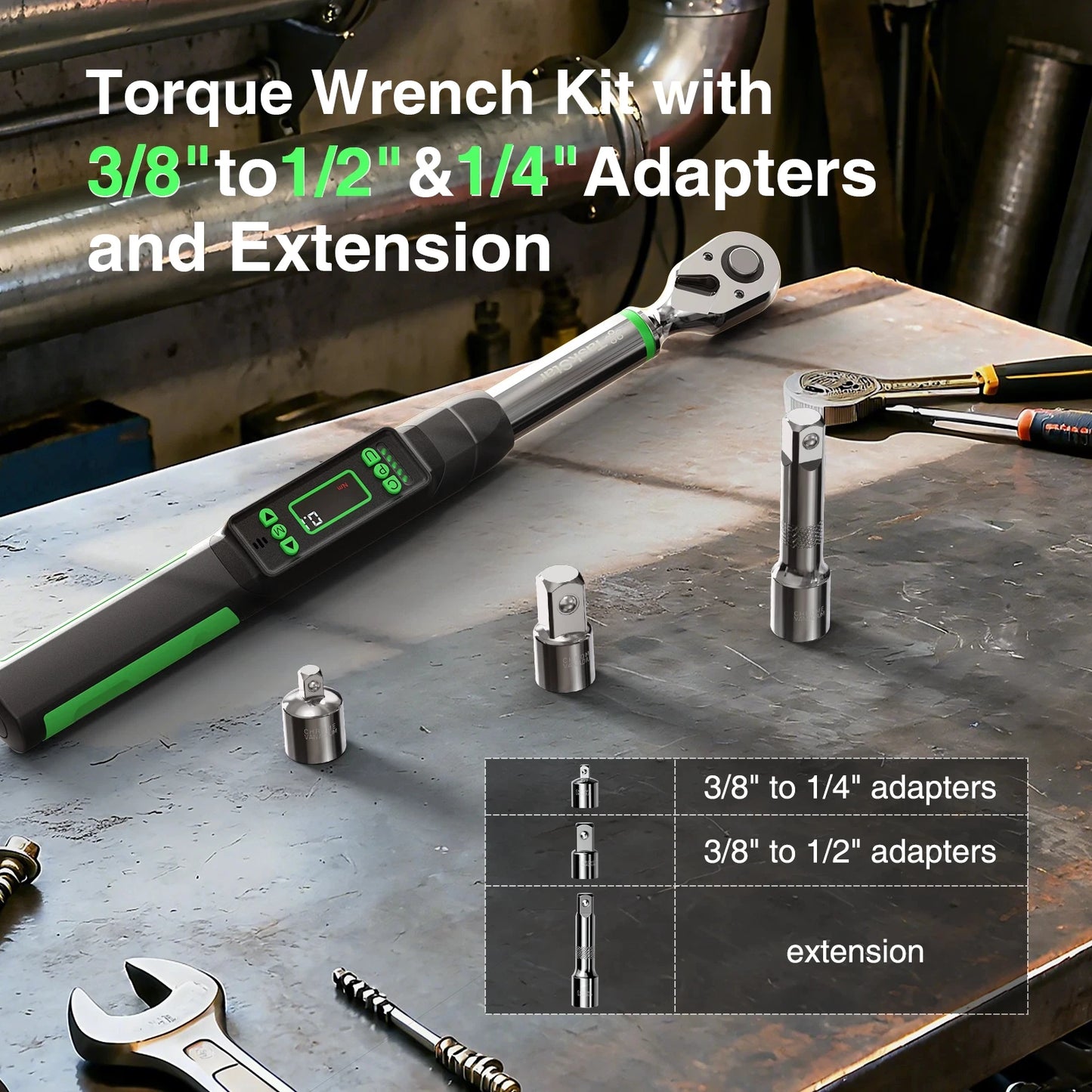 TaskStar Digital Torque Wrench 72 Tooth Carbon Steel With Auto Release 0 To 220 Nm HD LCD Readout-A