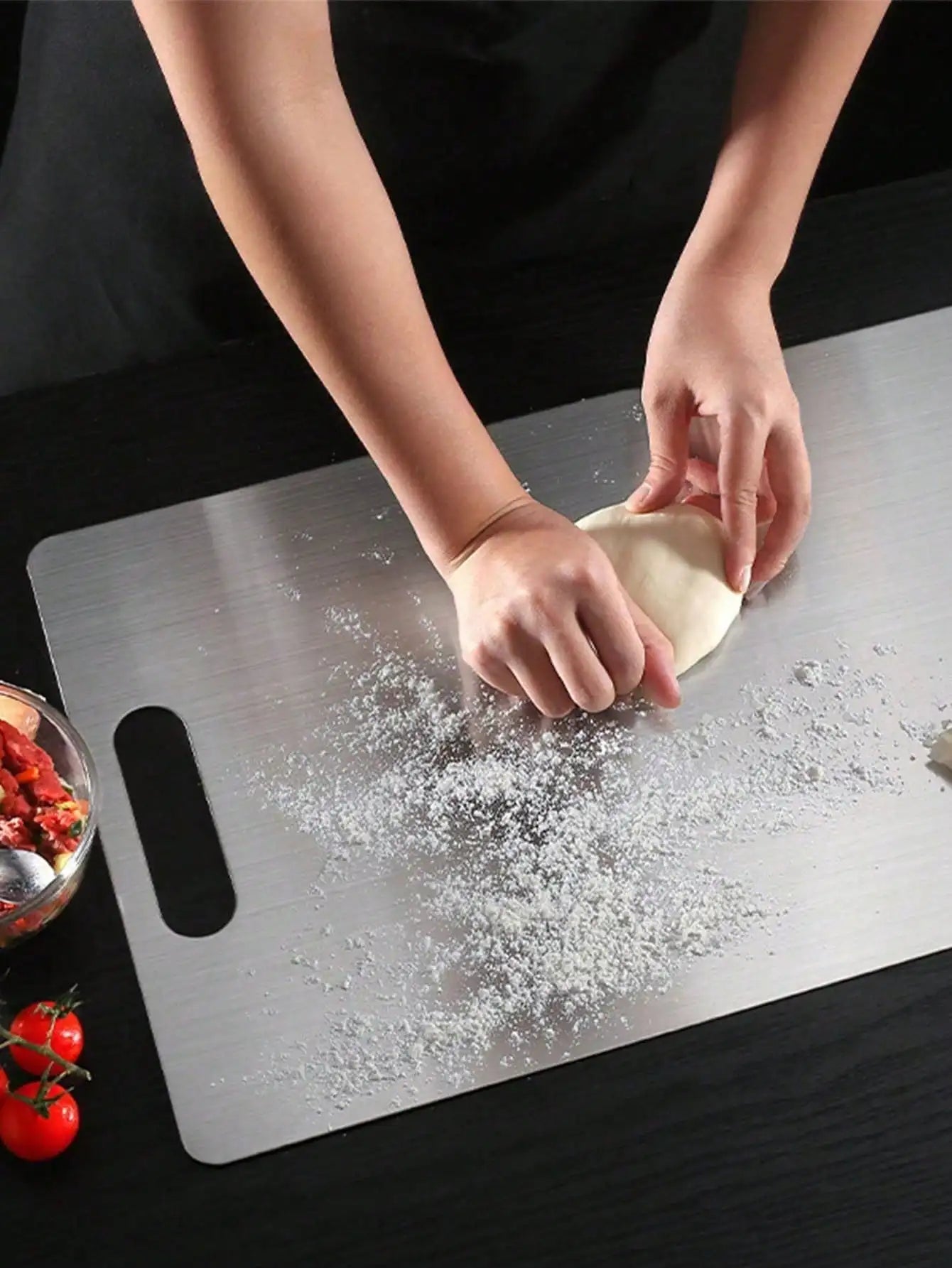 Titanium And 304 Stainless Steel Cutting Board Antibacterial Kitchen Non Slip Durable Surface-A