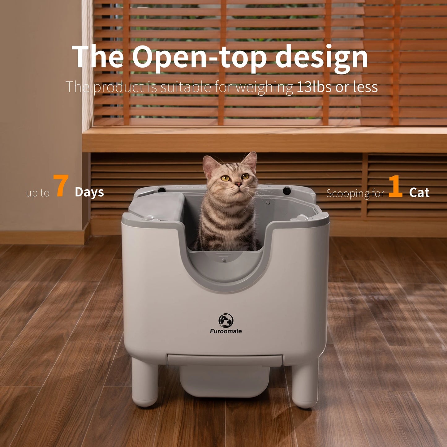Furoomate F6 Self Cleaning Litter Box Open Top With Automatic Odor Control For Easy Maintenance-A