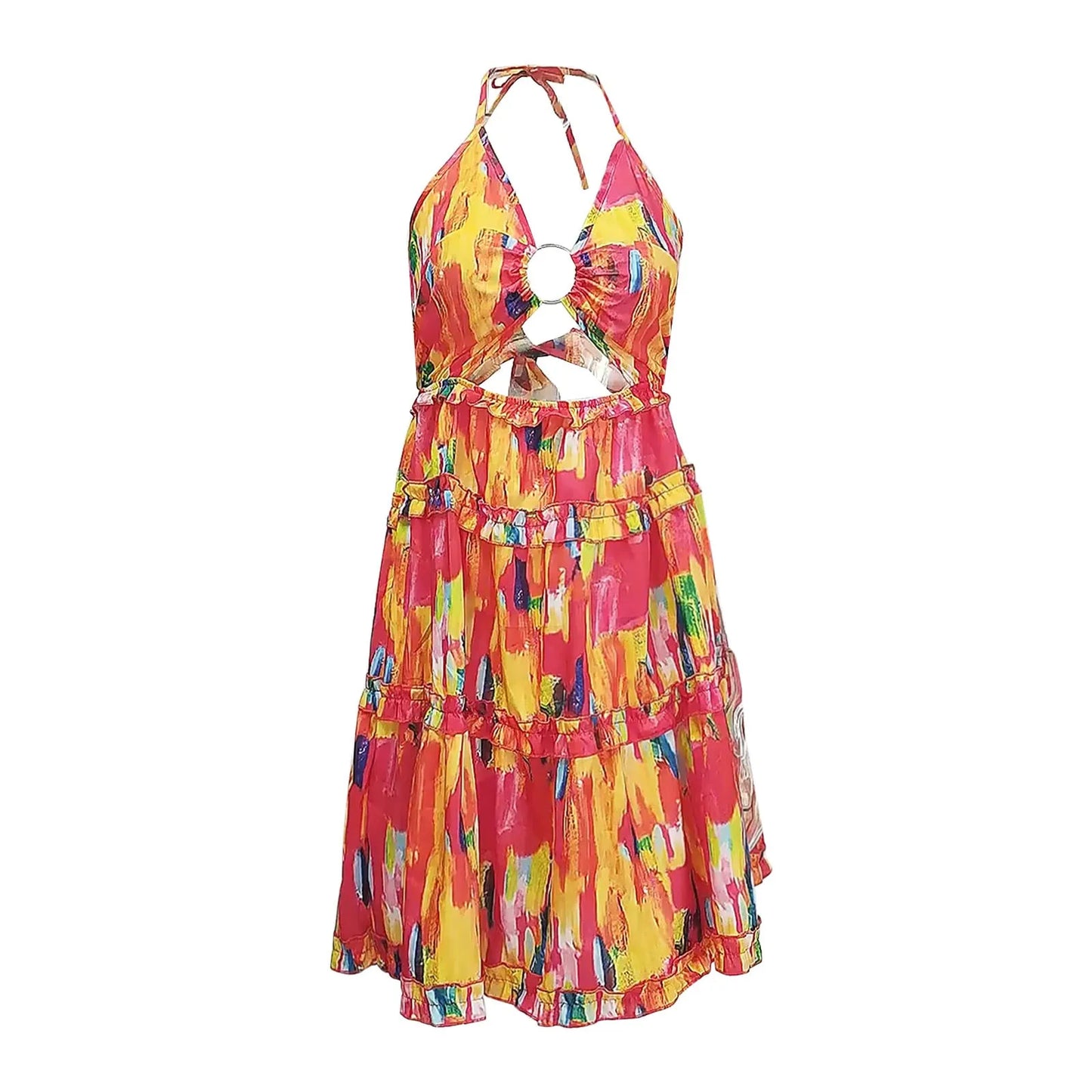 Elegant Womens Sleeveless A Line Knee Length Summer Dress For Casual Wear Lightweight Breathable Everyday-A