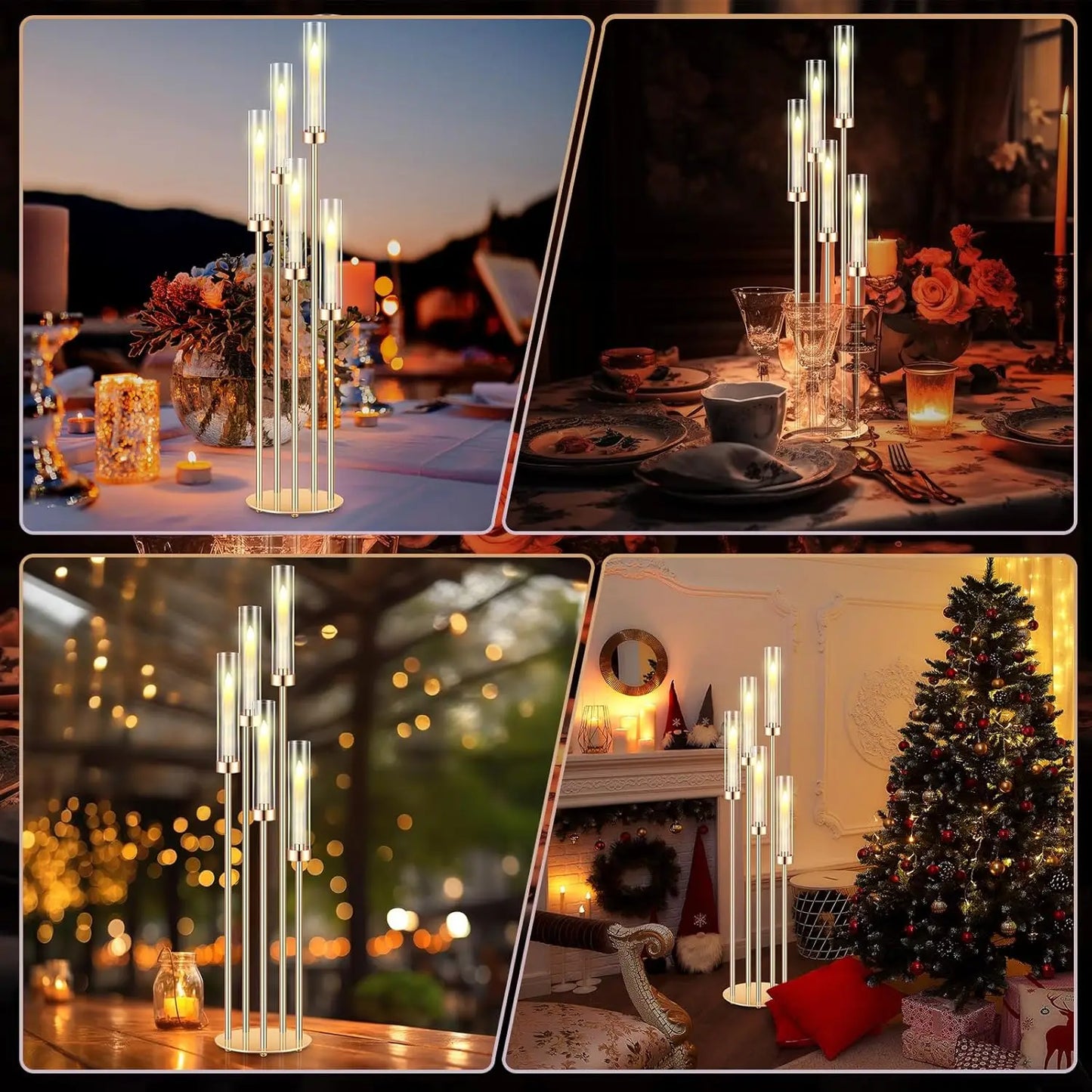 4 Pack Floor Candelabras 5 Arm Metal Candlestick Centerpieces For Home Decor And Events-A