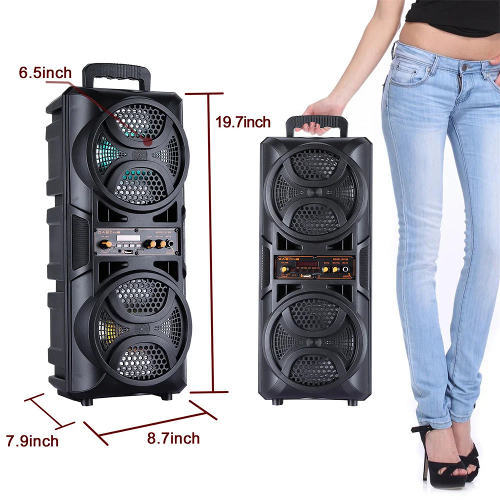 Curuk 3000W Portable Bluetooth Speaker Karaoke DJ System With Dual 8 Inch Subwoofers For Parties And Events-A