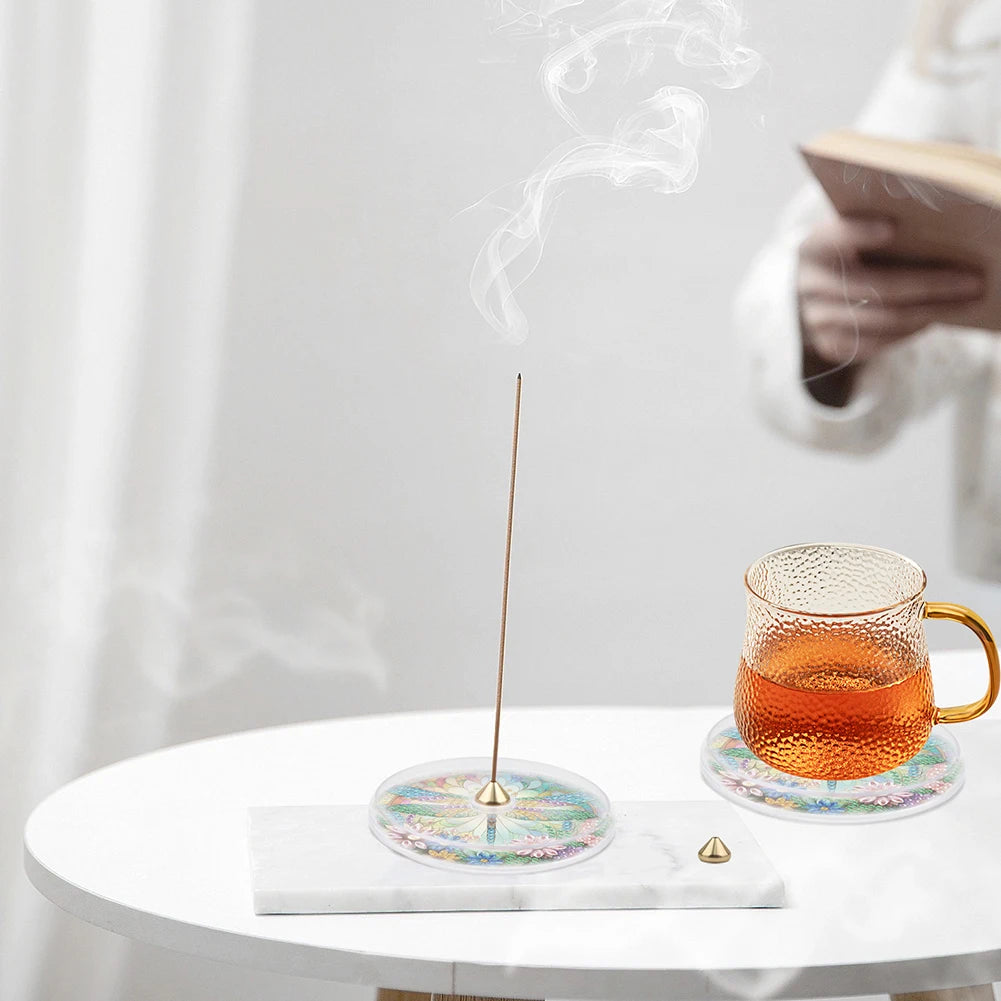 2Pcs 5D DIY Diamond Art Incense Holder Acrylic Aroma Stand Yoga Meditation