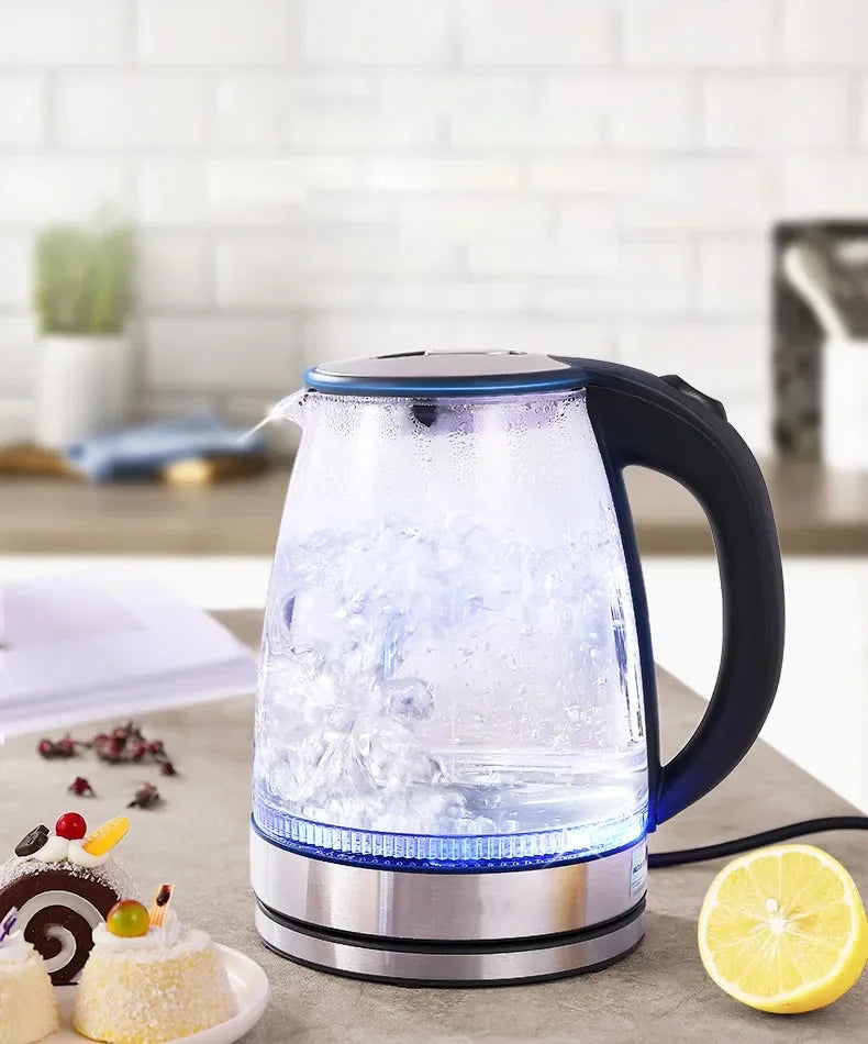 Diamri Cordless Glass Kettle 2L With LED Indicator Whisper Quiet Boil Borosilicate Glass Water Kettle-A