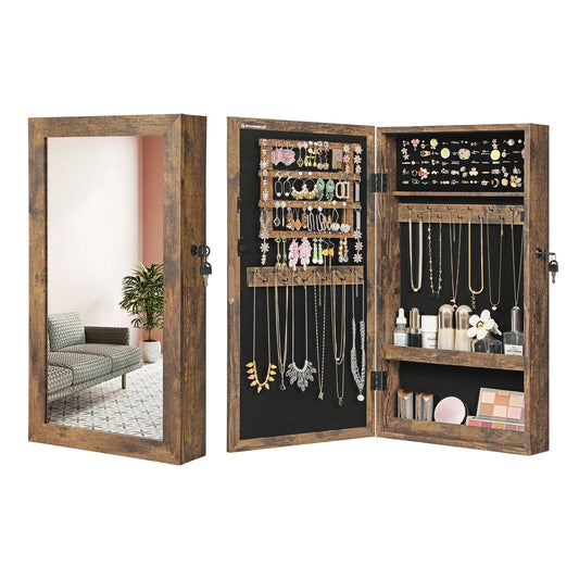 SONGMICS Lockable Jewelry Cabinet Armoire with Mirror