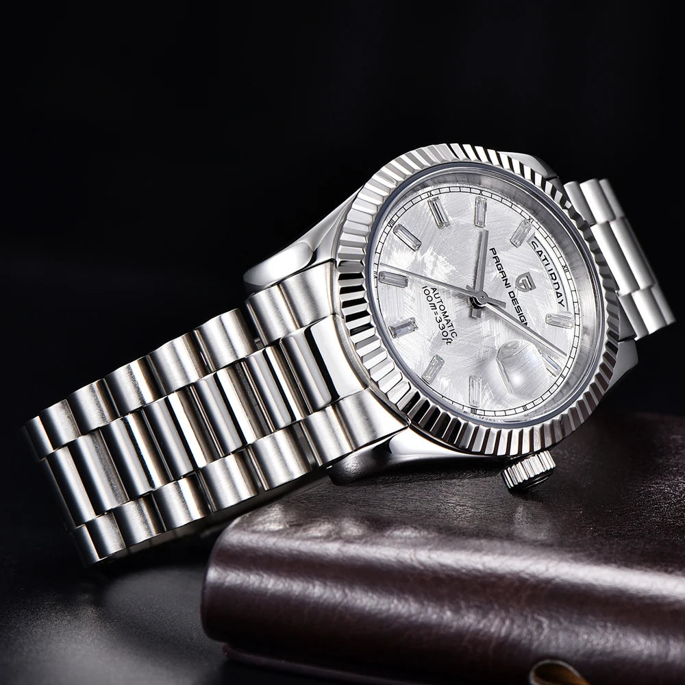 Pagani Design Double Calendar Automatic Sapphire Watch for Men Stainless Steel Case and Bracelet-A