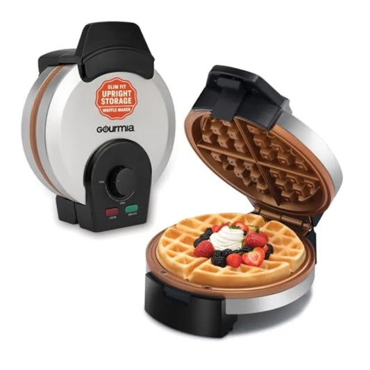 Belgian Waffle Maker Compact Upright Storage Adjustable Browning Nonstick Plates