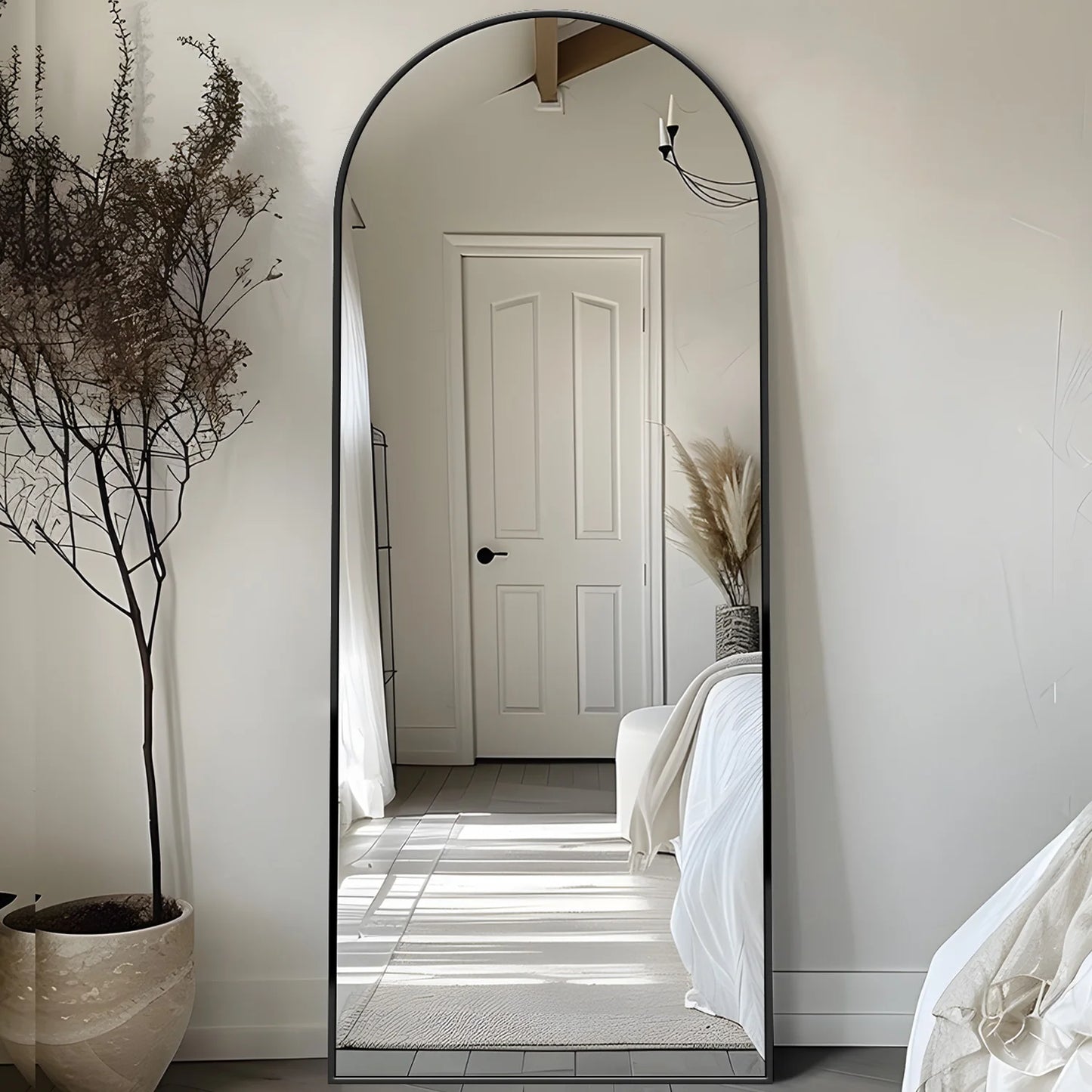 Antok Floor Mirror With Stand Full Length Arch Top 58 Inch Tall 19 Inch Wide For Bedroom And Living Room-A