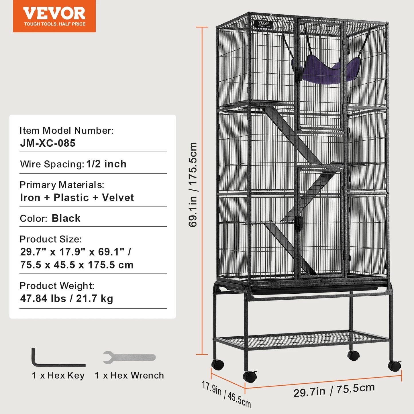 SucceBuy Rolling Four Tier Critter Nation Cage For Small Animals Ferret Hamster With Ramps And Hammock-A