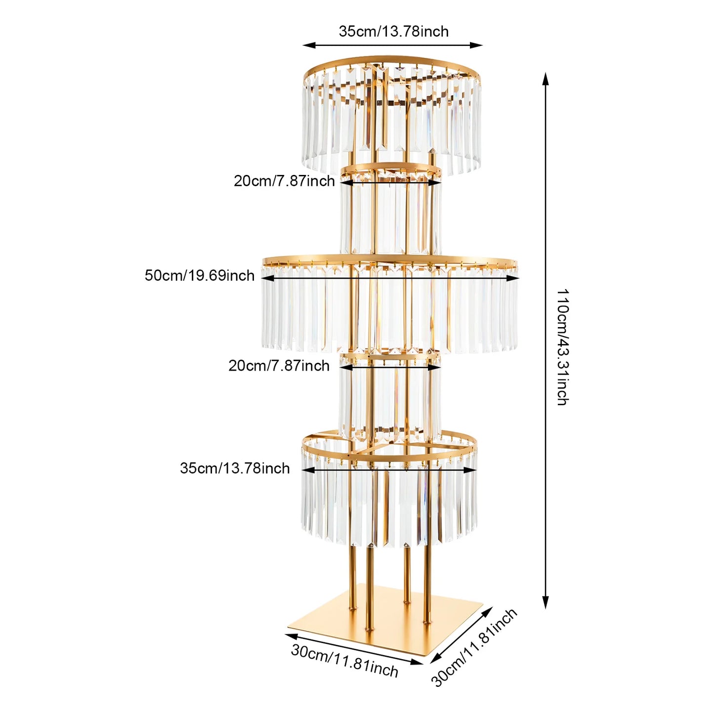 Five Tier Wedding Centerpiece Stand With Acrylic Flower Vase Display For Elegant Floral Arrangements-A