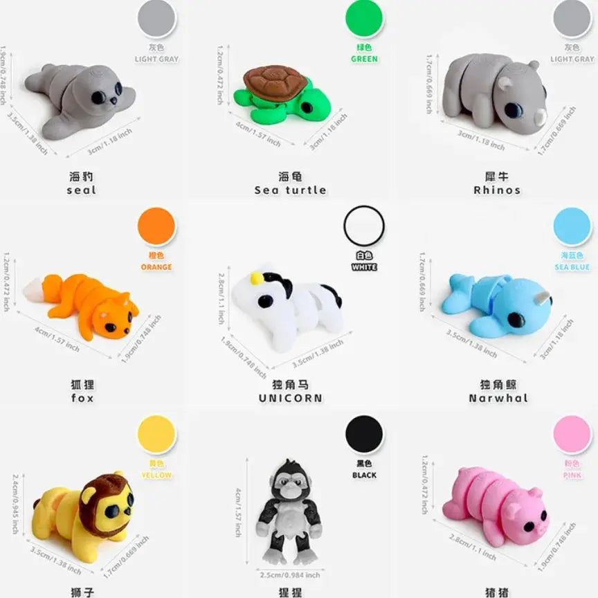 3D Printed Mini Animal Figures Set For Home Decor Gifts