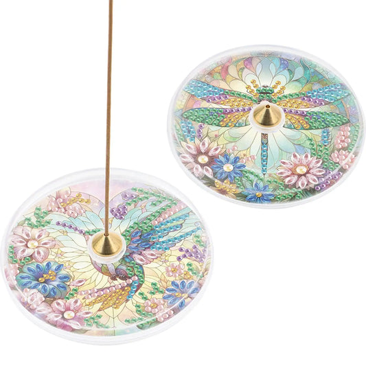 2Pcs Acrylic Diamond Painting Incense Holder Aroma Stand