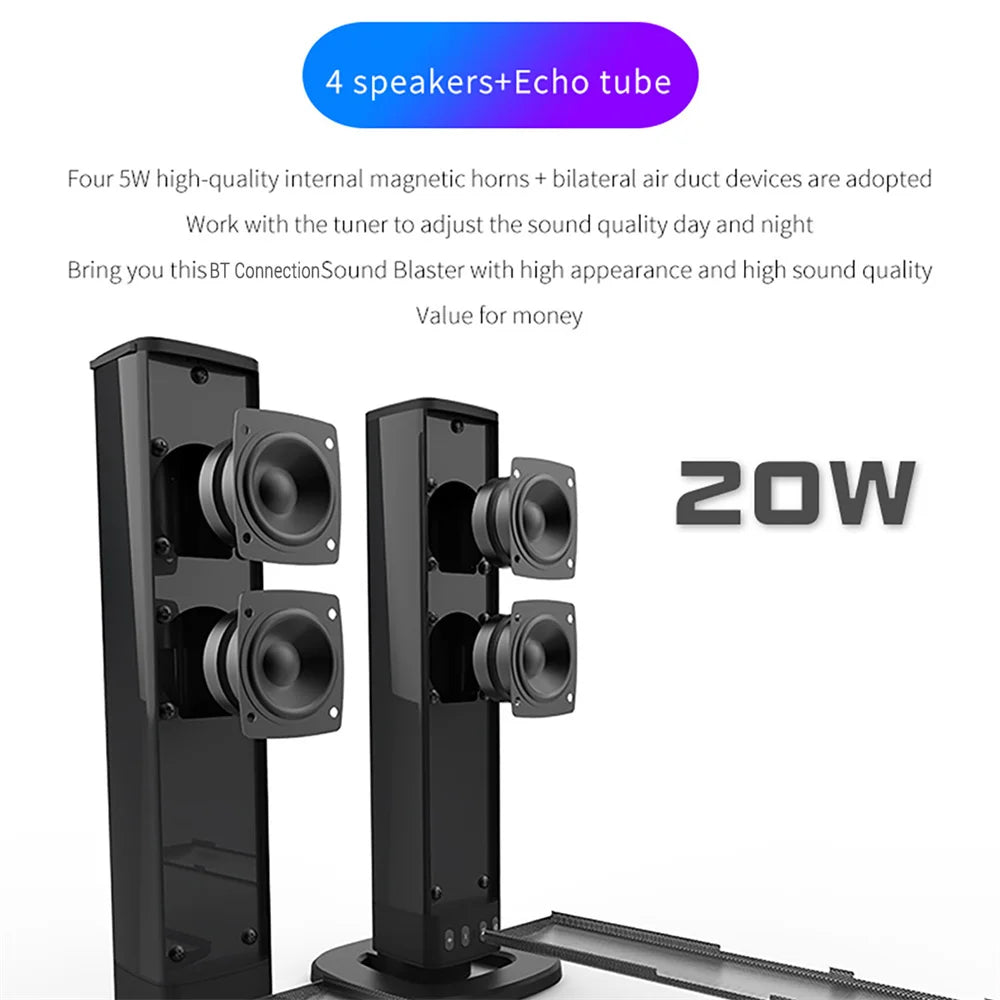 CURUK Wireless Bluetooth TV Sound Bar Two Speaker System With 20W Output And Bluetooth Five Point Zero-A